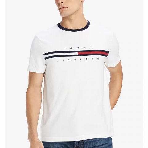타미힐피거 남녀공용 라운드넥 로고 반팔 티셔츠 Tommy Hilfiger Unisex Round Neck Logo T-Shirt-White 화이트-L