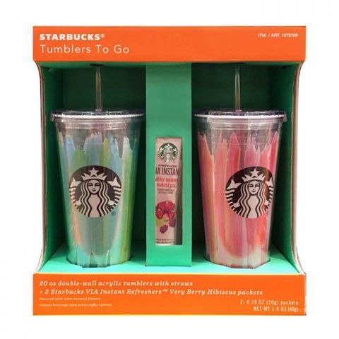 [Starbucks] 스타벅스 투고텀블러 591ml 2종 세트 20oz Double-wall Acrylic Tumblers with Straws