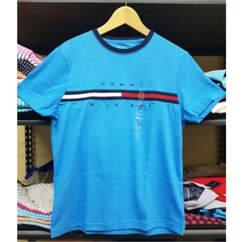 타미힐피거 남녀공용 라운드넥 로고 반팔 티셔츠 Tommy Hilfiger Unisex Round Neck Logo T-Shirt-Sky Blue 스카이블루-L
