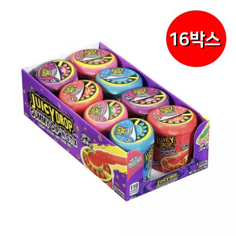 쥬시드롭 디퍼즈 바주카 캔디 구미 딥스틱 젤리 8개입 768g 16박스 Topps Juicy Drop Gummy Dip 'N Stick 3.4oz 16/8ct