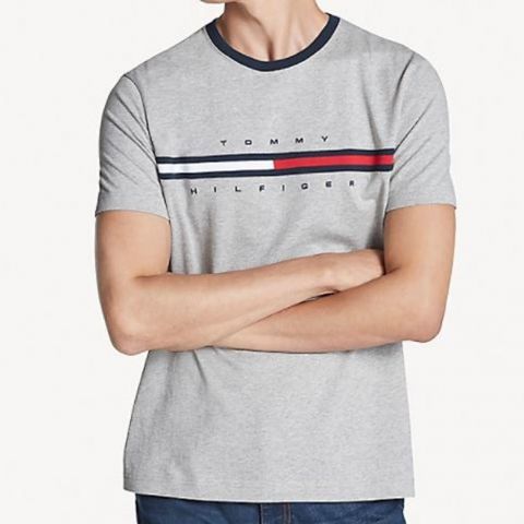 타미힐피거 남녀공용 라운드넥 로고 반팔 티셔츠 Tommy Hilfiger Unisex Round Neck Logo T-Shirt-Grey 그레이-L
